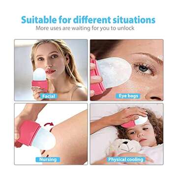 Beauty Reusable Ice Face Roller, Face Ice Holder for Face and Eye (Ice Roller Pink)