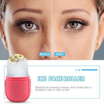 Beauty Reusable Ice Face Roller, Face Ice Holder for Face and Eye (Ice Roller Pink)