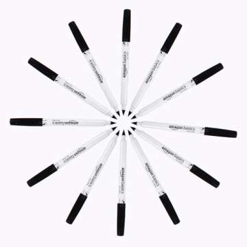 Amazon Basics Dry Erase Markers, Low Odor Ultra Fine Tip, 12-Pack, Black