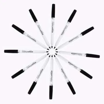Amazon Basics Dry Erase Markers, Low Odor Ultra Fine Tip, 12-Pack, Black