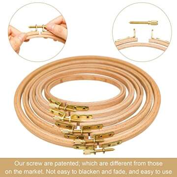 Beech Wood Embroidery Hoop Sets, 5Inch to 9Inch Round Cross Stitch Hoops for Art Craft Sewing and Hanging