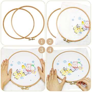 Beech Wood Embroidery Hoop Sets, 5Inch to 9Inch Round Cross Stitch Hoops for Art Craft Sewing and Hanging
