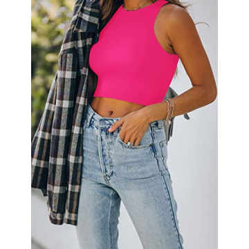 REORIA Sexy Racerback Cropped Tank Top for Women
