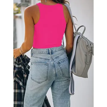 REORIA Sexy Racerback Cropped Tank Top for Women