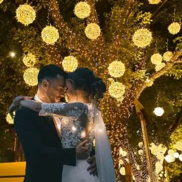 Outdoor Balls Lights Hanging Tree Garden Lights 4 Pack 7.87" Sphere Lights with Plug in Globe Lights Trees Garden Lights for Party Wedding Yard Garden Porch Patio Decoration(Warm White)