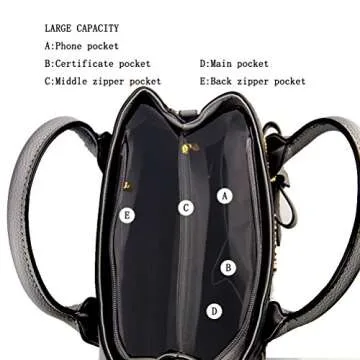 Jeniulet Handbags for Women Durable PU Leather 10.2" Dark Gray