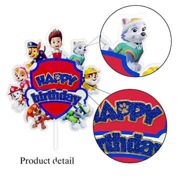 Dog Patrol Cake Toppers Puppy-themed Birthday Party Supplies Cartoon Paw Cake Topper Dog Cake Decorations for Children 2nd 3rd 4th 5th Birthday Party