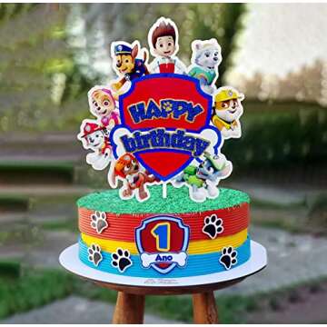 Dog Patrol Cake Toppers Puppy-themed Birthday Party Supplies Cartoon Paw Cake Topper Dog Cake Decorations for Children 2nd 3rd 4th 5th Birthday Party