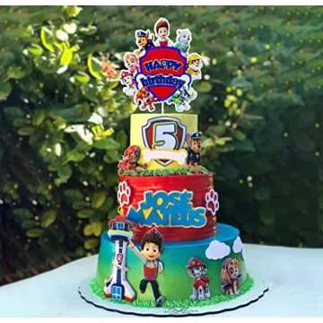 Dog Patrol Cake Toppers Puppy-themed Birthday Party Supplies Cartoon Paw Cake Topper Dog Cake Decorations for Children 2nd 3rd 4th 5th Birthday Party