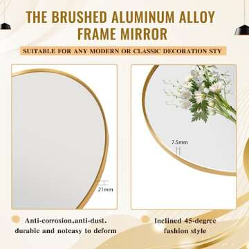 ABSWHLM Arched Full Length Mirror 63"x18" Aluminum Alloy Frame Floor Mirror for Living Room, Bedroom Hanging Standing or Leaning Wall-Mounted, Gold