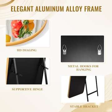 ABSWHLM Arched Full Length Mirror 63"x18" Aluminum Alloy Frame Floor Mirror for Living Room, Bedroom Hanging Standing or Leaning Wall-Mounted, Gold