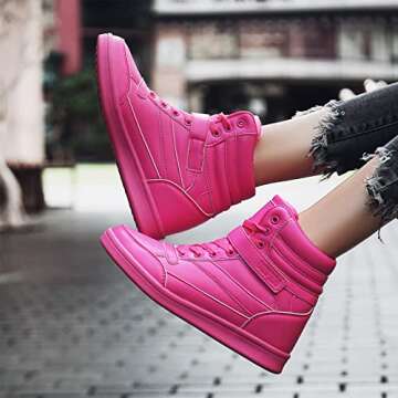 UBFEN Hidden Wedges 5.5cm Women Casual Pink Boots