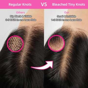 snv 5x5 HD Lace Closure Wigs Human Hair 220 Density Upgraded Tiny Knots Real Pre Bleached Glueless W...