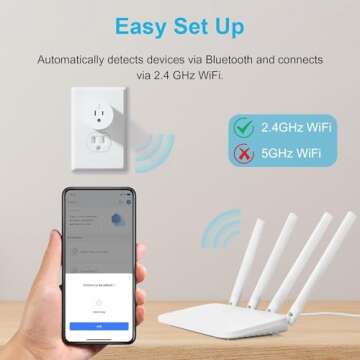 EIGHTREE Smart Plug, Smart Home WiFi Outlet Works with Alexa & Google Home, Smart Socket with Remote Control & Timer Function, 2.4GHz WiFi Only, 4 Packs
