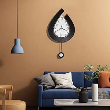 Decorative Wall Clock for Living Room Decor, SHUNZY Large Modern Wall Clocks with Pendulum Battery Operated for Bedroom Office Kitchen Home, 22.4 Inch Big Silent Wall Clock Non Ticking