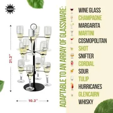 Cocktail Tree Stand, Metal Drink Tower, 3 Tier - 12 Holders For Champagne, Martini, Margarita Cups (Black)