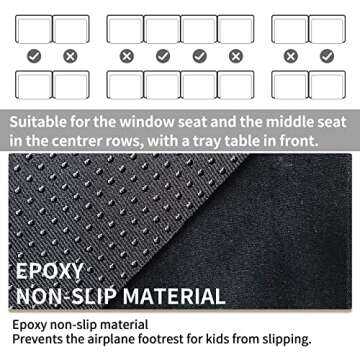 UNARK Airplane Footrest,Travel Toddler Bed,Portable Toddler Bed for Travel,Travel Foot Rest for Airplane Flights,Toddler Airplane Bed,Airplane Seat Extender for Kids(Black)