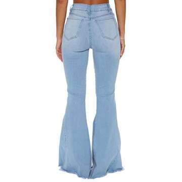 YouSexy Women's Flare Bell Bottom Jeans Destroyed Flare Denim Pants 70s Outfits for Women