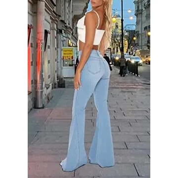 YouSexy Women's Flare Bell Bottom Jeans Destroyed Flare Denim Pants 70s Outfits for Women