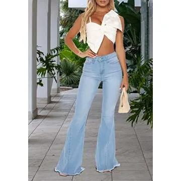 YouSexy Women's Flare Bell Bottom Jeans Destroyed Flare Denim Pants 70s Outfits for Women