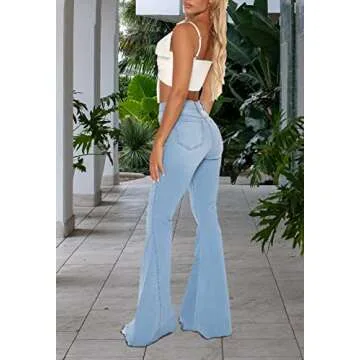 YouSexy Women's Flare Bell Bottom Jeans Destroyed Flare Denim Pants 70s Outfits for Women