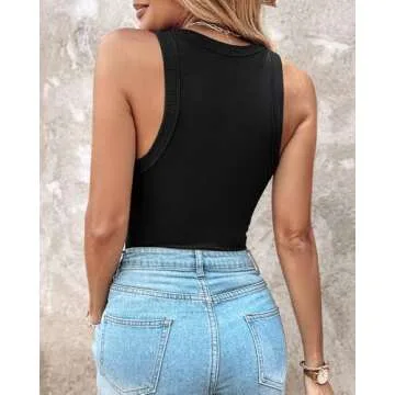 Chic ME Women's Ribbed Tank Top with Built-in Bra