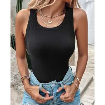 Chic ME Women's Ribbed Tank Top with Built-in Bra