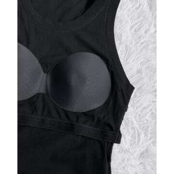 Chic ME Women's Ribbed Tank Top with Built-in Bra