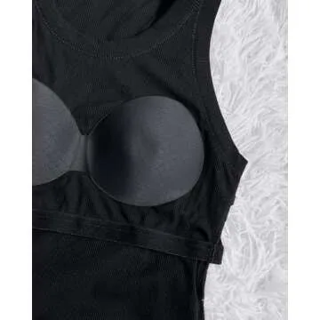 Chic ME Women's Ribbed Tank Top with Built-in Bra