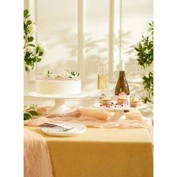Sweese 12-Inch Porcelain Cake Stand, Round Dessert Stand, White Cupcake Stand for Parties
