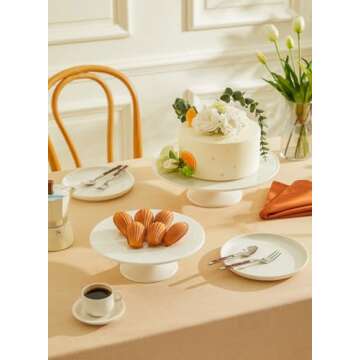 Sweese 12-Inch Porcelain Cake Stand, Round Dessert Stand, White Cupcake Stand for Parties