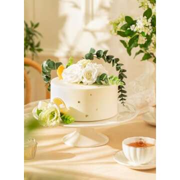 Sweese 12-Inch Porcelain Cake Stand, Round Dessert Stand, White Cupcake Stand for Parties