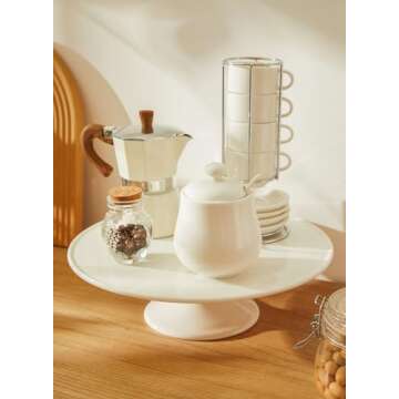 Sweese 12-Inch Porcelain Cake Stand, Round Dessert Stand, White Cupcake Stand for Parties