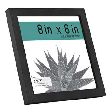 MCS Gallery Essential Picture Frames, Photo Gallery Wall Frame Set, Black Woodgrain, 8 x 8 Inch, 2-P...