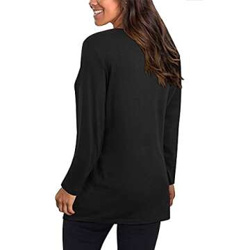 Aniywn Women's V Neck Button Down Long Sleeve Shirt