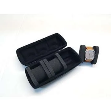 CASEBUDi Triple Watch Travel Case | Tough Protection Storage Zipper Three Wristwatch | Medium Ballistic Nylon (Black)