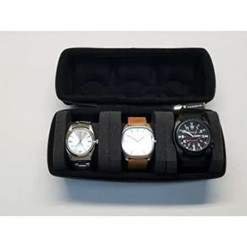 CASEBUDi Triple Watch Travel Case | Tough Protection Storage Zipper Three Wristwatch | Medium Ballistic Nylon (Black)