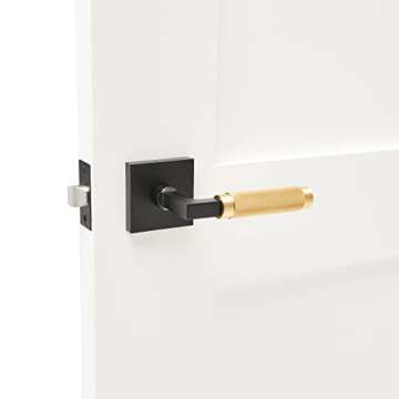 Explore Hardware Geneva Model Solid Brass Lever Bed & Bath Privacy Door Lock, Matte Black with Satin...