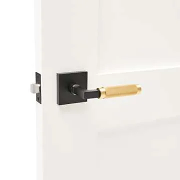 Explore Hardware Geneva Model Solid Brass Lever Bed & Bath Privacy Door Lock, Matte Black with Satin...