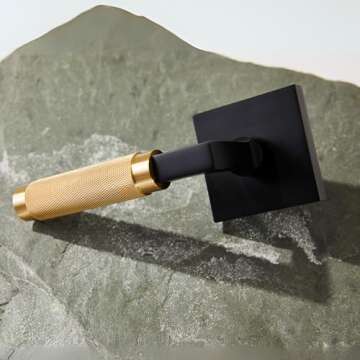 Explore Hardware Geneva Model Solid Brass Lever Bed & Bath Privacy Door Lock, Matte Black with Satin Gold