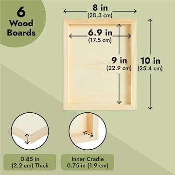 Juvale 8x10 Unfinished Wood Canvas Boards - 6 Pack