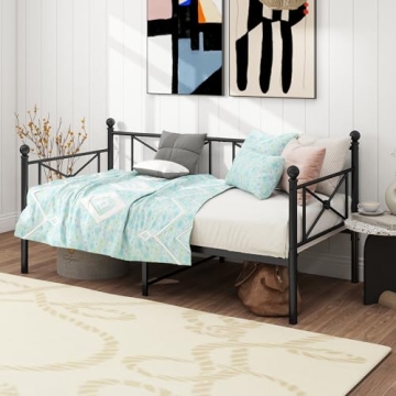 ARFARLY Sofa Bed Daybed Frame Multifunctional Mattress Foundation Premium Steel Slat Support Sofa Be...