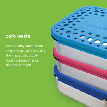 LunchBots Large Trio Bento Box - Stainless Steel Lunch Box