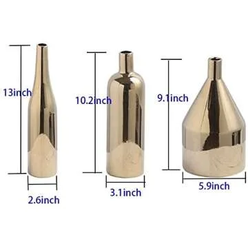 Purzest Gift for Her,Decor Vases Set,Gold Metallic Vase, Set of 3,Lover Gift