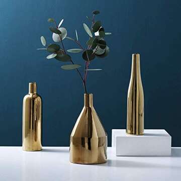 Purzest Gift for Her,Decor Vases Set,Gold Metallic Vase, Set of 3,Lover Gift
