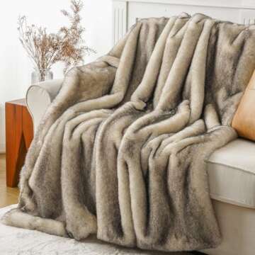 BATTILO HOME Luxury Fluffy Faux Fur Throw Blanket, Cozy Soft Warm Fur Blanket for Couch, Sofa, Chair...