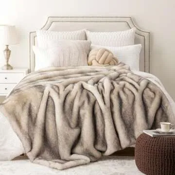 BATTILO HOME Luxury Fluffy Faux Fur Throw Blanket, Cozy Soft Warm Fur Blanket for Couch, Sofa, Chair, Bed, Plush Fuzzy Fur Throws with Long Pile & Brushed Tips, 50"x60"