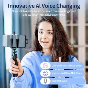 Kinglucky Mini Wireless Lavalier Microphone for Android/iPhone, 3 Voice Model, 2 Level Noise Cancellation, 30H, USB Type-C Wireless Lapel Mic for Video Recording, Live Streaming, Podcast, Interview