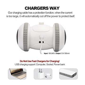 Nueplay Interactive Cat Toys for Indoor Cats, Automatic Cat Toys with LED Light,Smart Electric Cat Toys with 2 Feathers, Pet Exercise Toys, Robotic Cat Toys with 2 Modes USB Charging, Moving Cat Toys