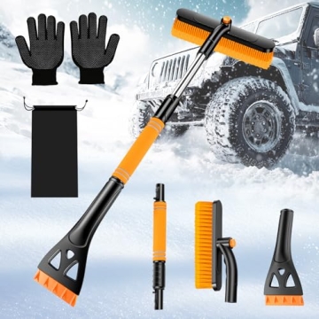 COFSODI Car Windshield Ice Scraper With Snow Brush, Snow Removal Squeegee For Automotive, Exterior D...